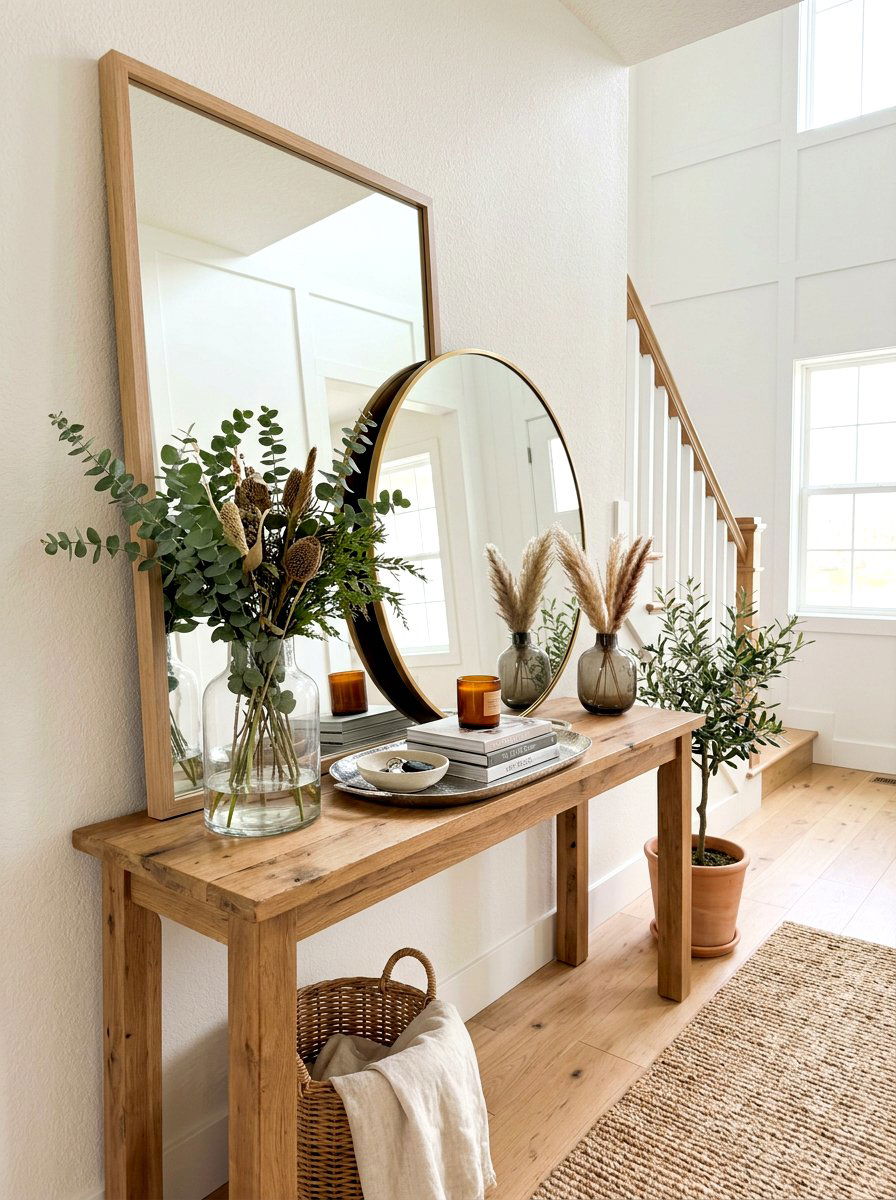 Layered Mirror Entryway - 30 entry console styling ideas