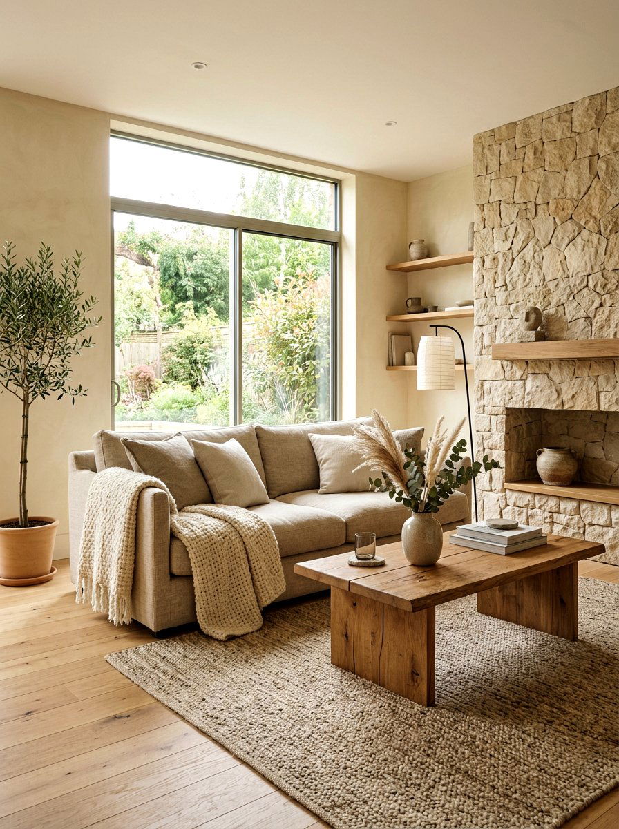 Layered Natural Textures - 30 Japandi living room ideas