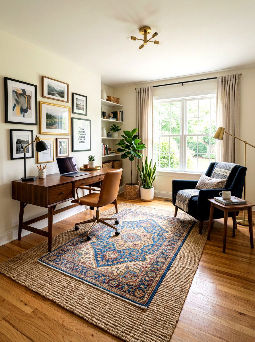 Layered Office Rug - 30 office rug ideas