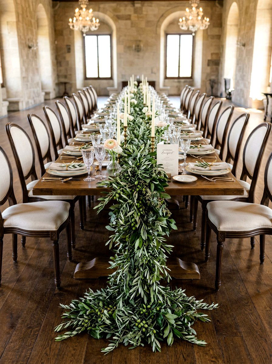Layered Olive Branch Garland - 30 olive branch centerpiece ideas