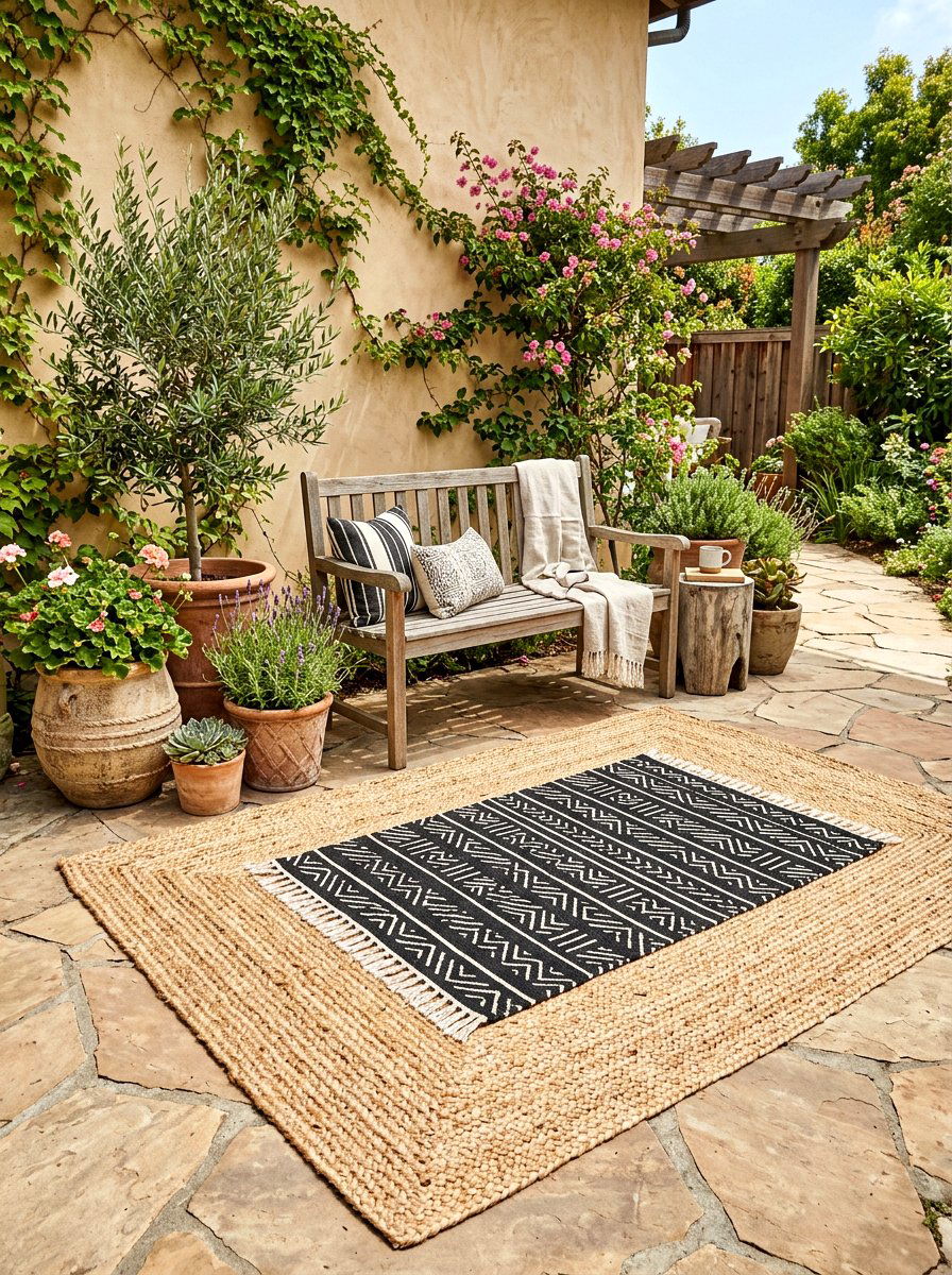 Layered Outdoor Mats - 30 apartment patio ideas