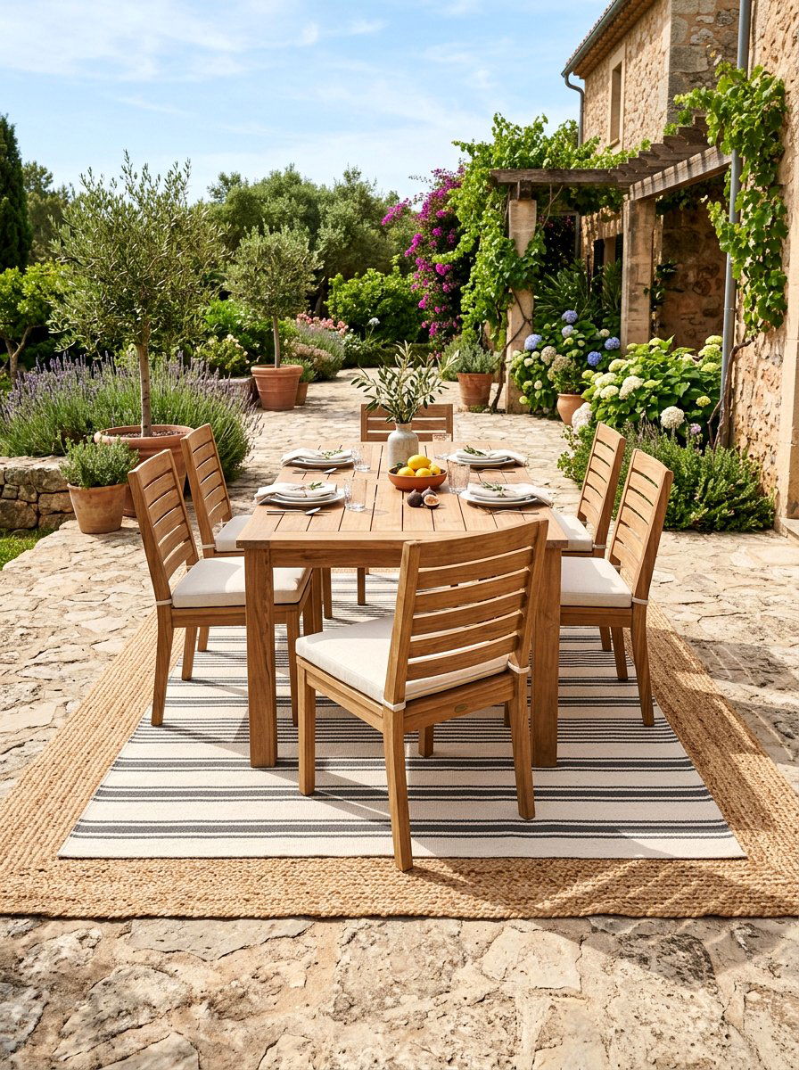 Layered Outdoor Rug - 30 California casual patio ideas