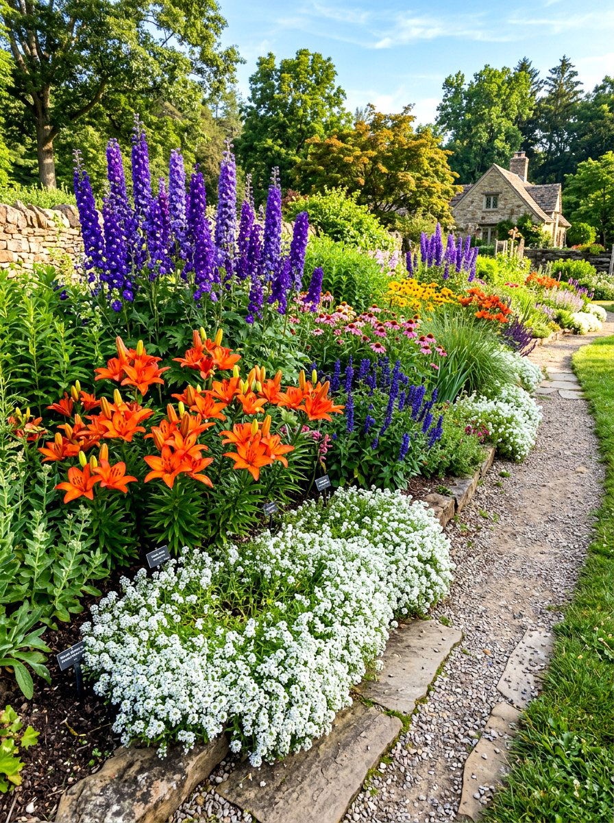 Layered Perennial Bed - 30 front yard flower bed ideas