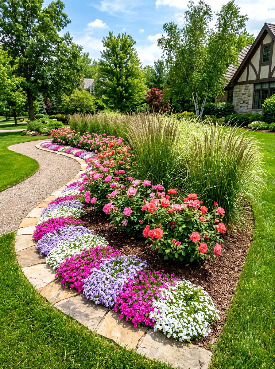 Layered Plants In Curved Bed - 30 curved flower bed ideas
