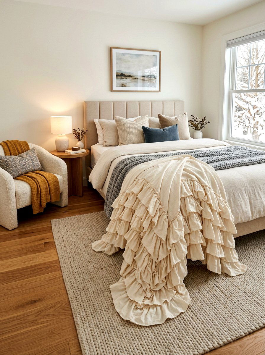 Layered Ruffle Throw Blanket Bedroom - 30 romantic ruffle bedroom ideas