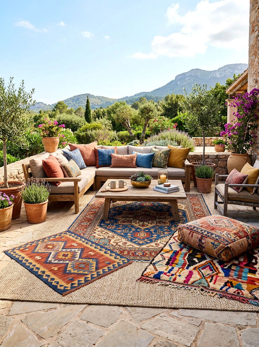 Layered Rug Aesthetic - 30 backyard picnic decor ideas