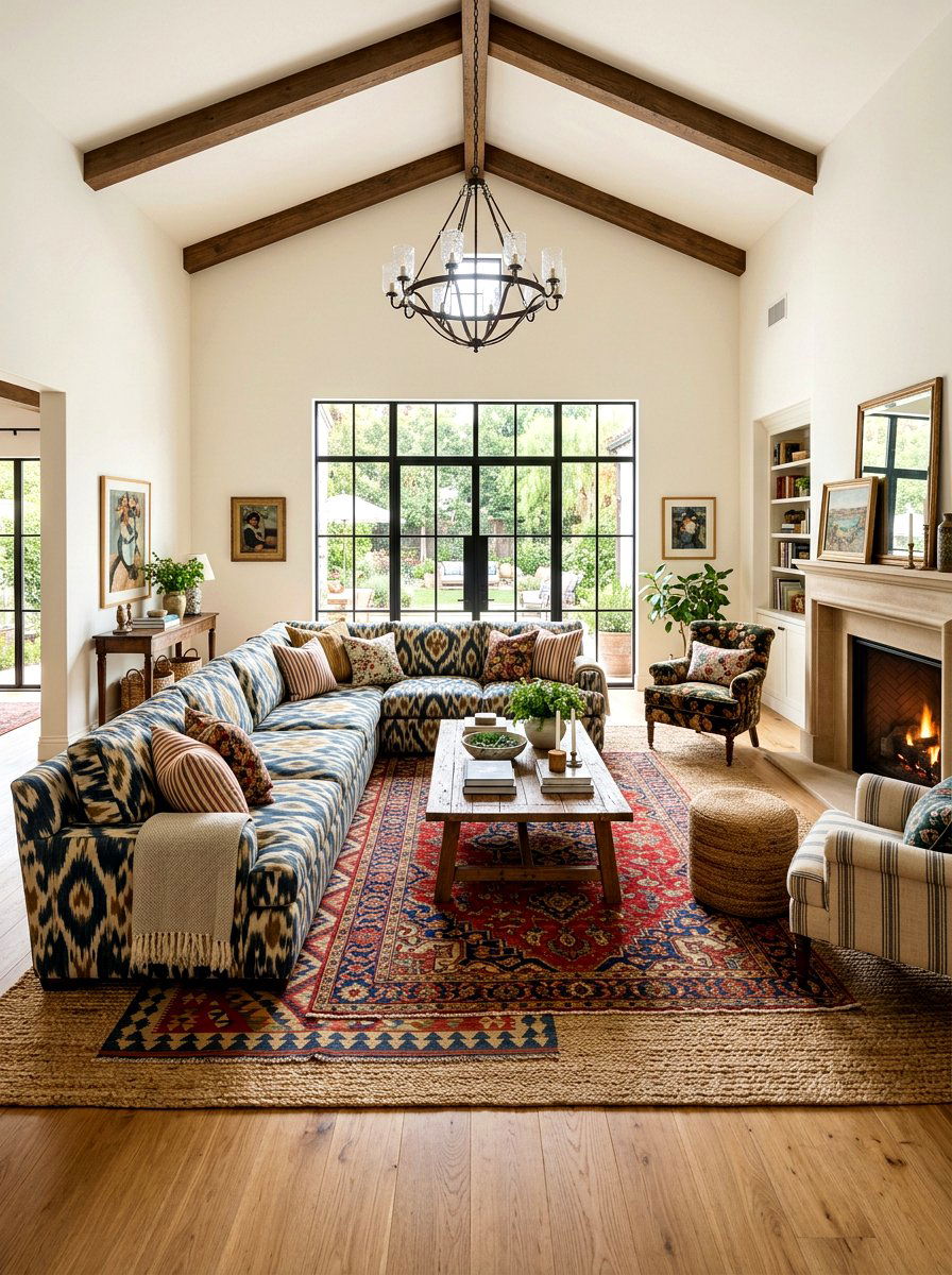 Layered Rug Arrangement - 30 high ceiling decorating ideas