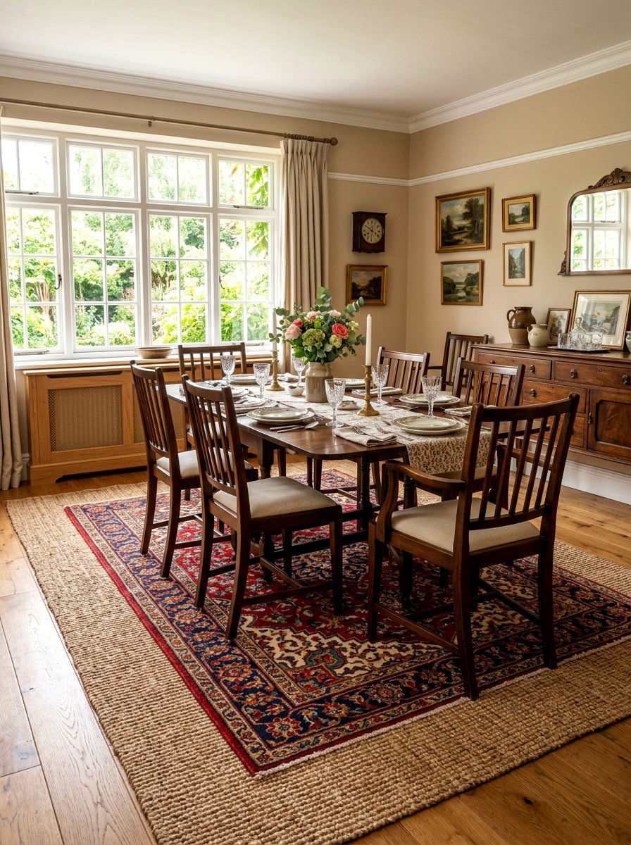 Layered Rug Dining Room - 30 English dining room ideas