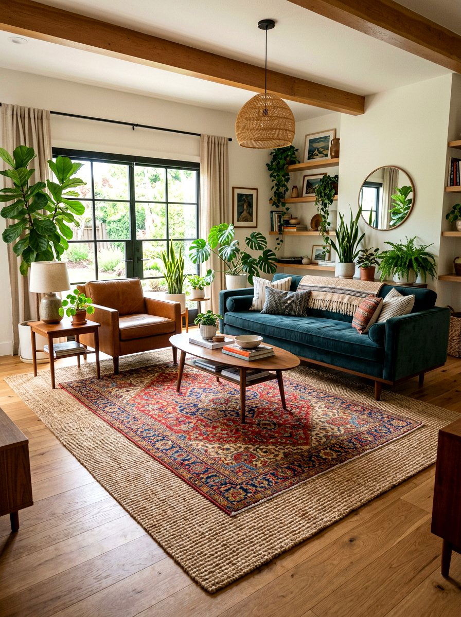 Layered Rug Living Room - 30 maximalist living room ideas