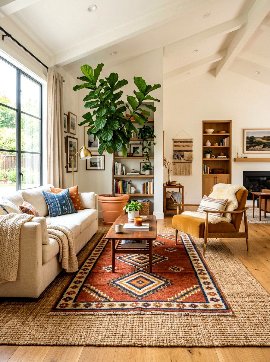 Layered Rug Living Room - 30 winter living room styling ideas
