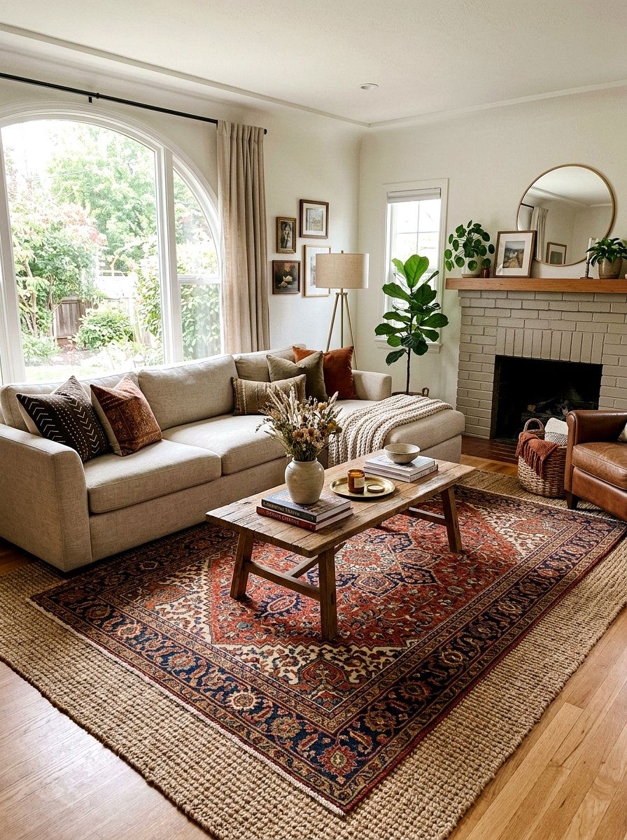 Layered Rug Living Room - 30 designer showroom living room ideas