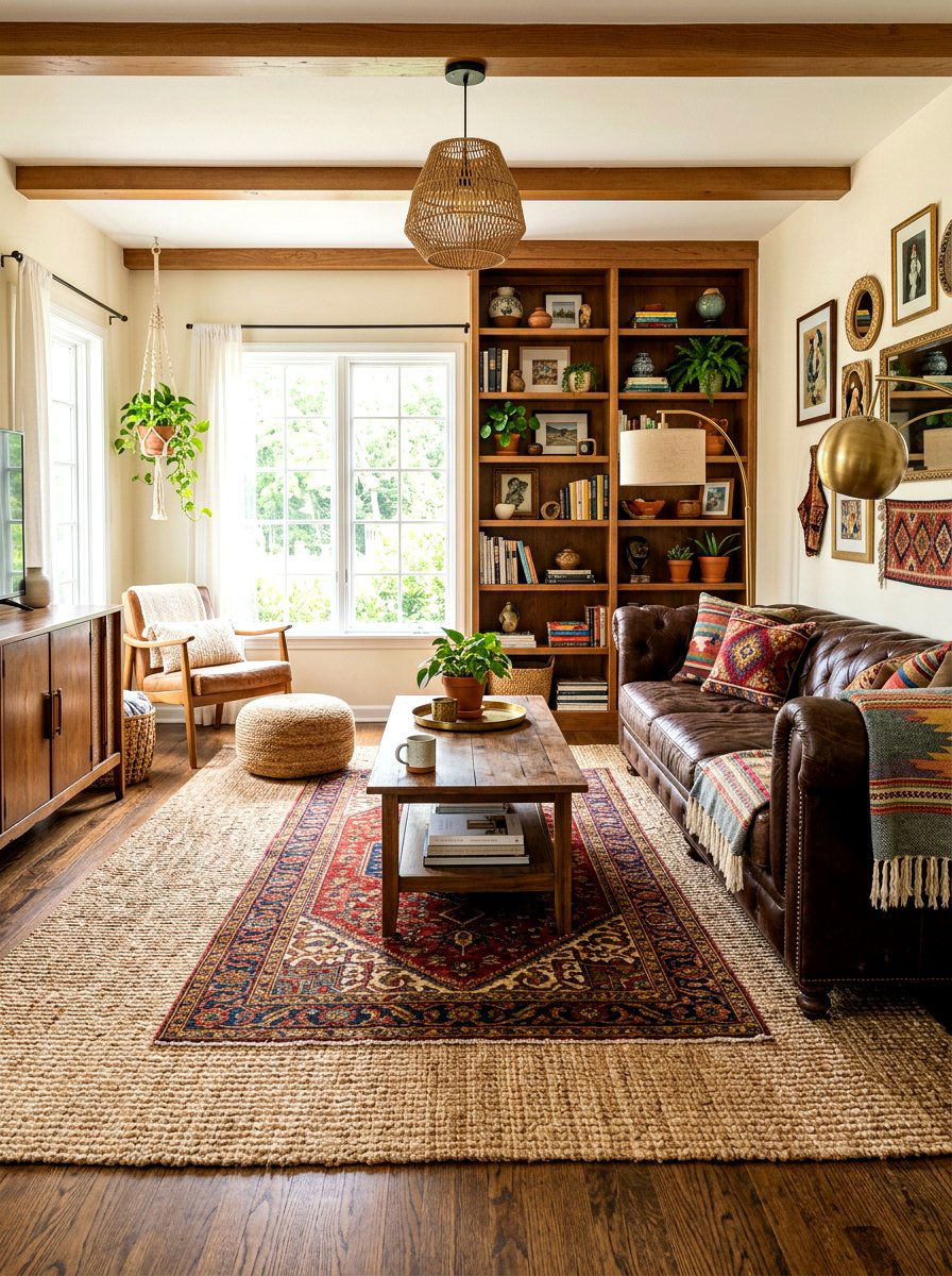 Layered Rug Living Room - 30 moody English living room ideas