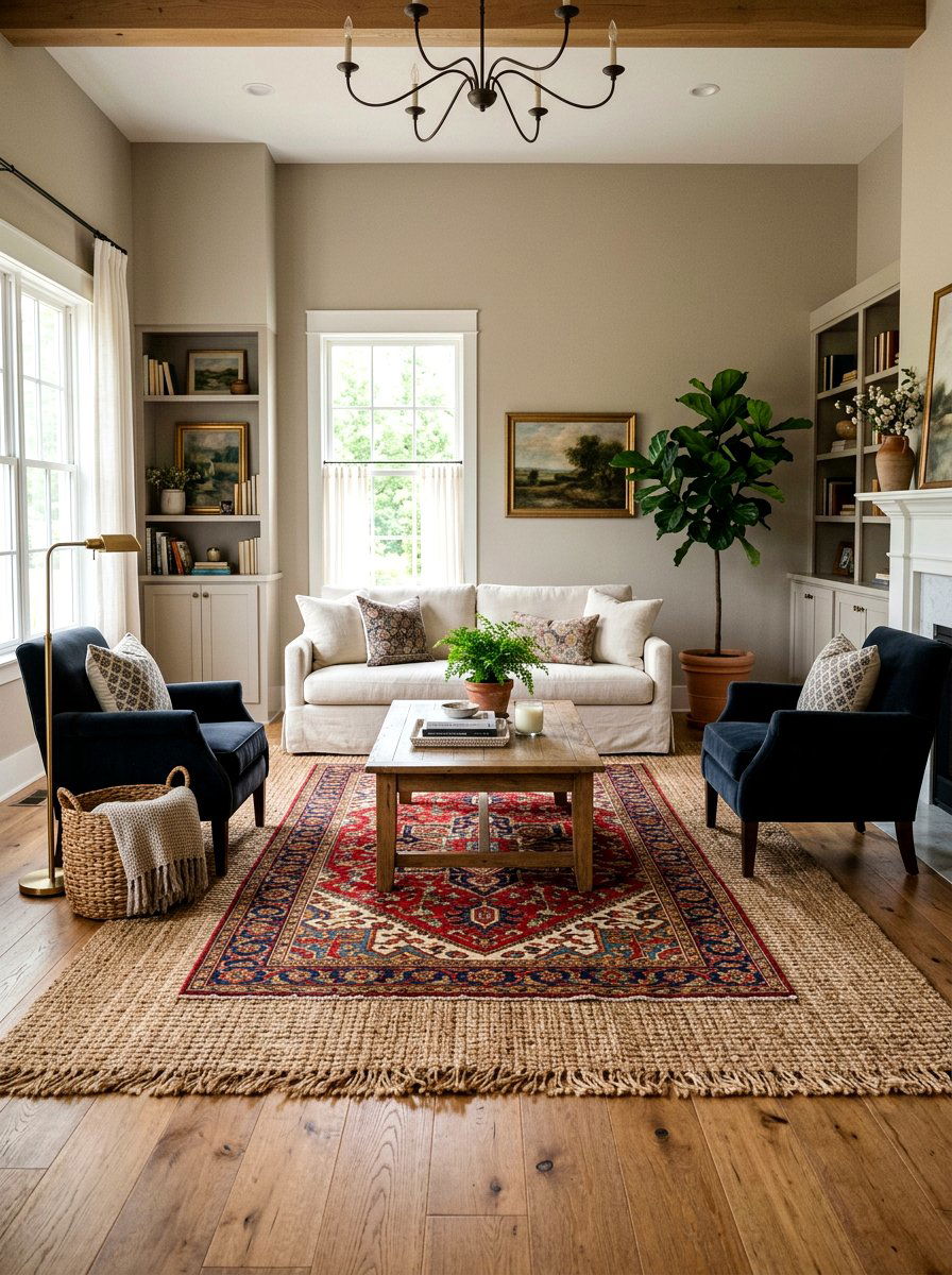 Layered Rug Living Room - 30 classic traditional living room ideas
