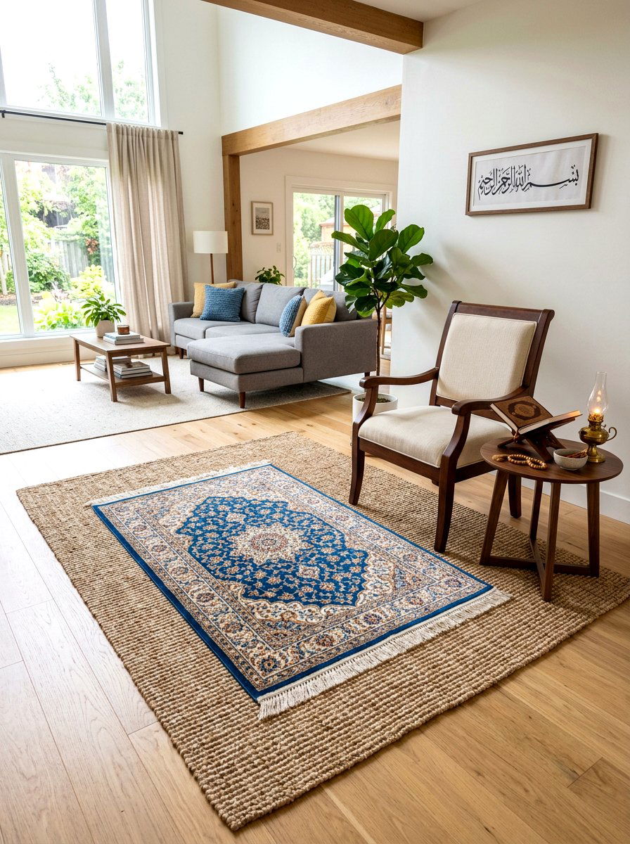 Layered Rug Prayer Area - 30 prayer corner ideas