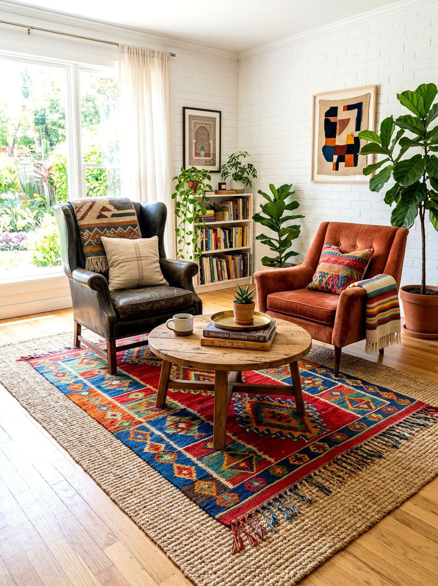 Layered Rug Sitting Area - 30 playful maximalist decor ideas