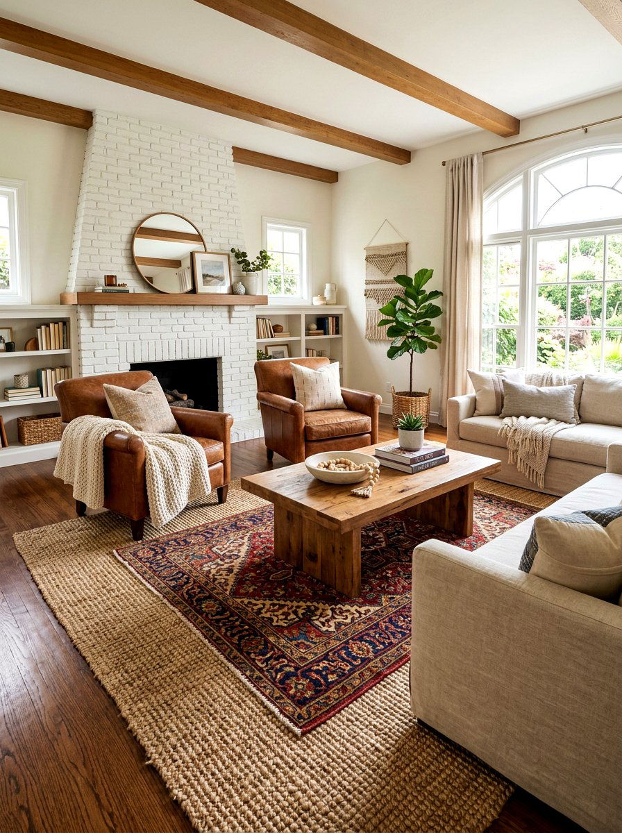 Layered Rugs - 30 artful living room ideas