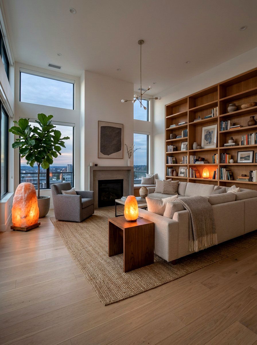 Layered Salt Lamp Lighting - 30 salt lamp corner ideas