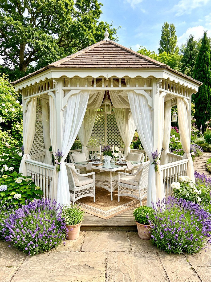 Layered Sheer Fabrics - 30 gazebo privacy ideas