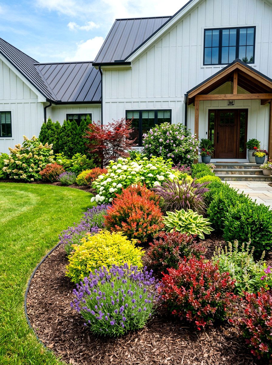 Layered Shrub Border - 30 house front hedge ideas