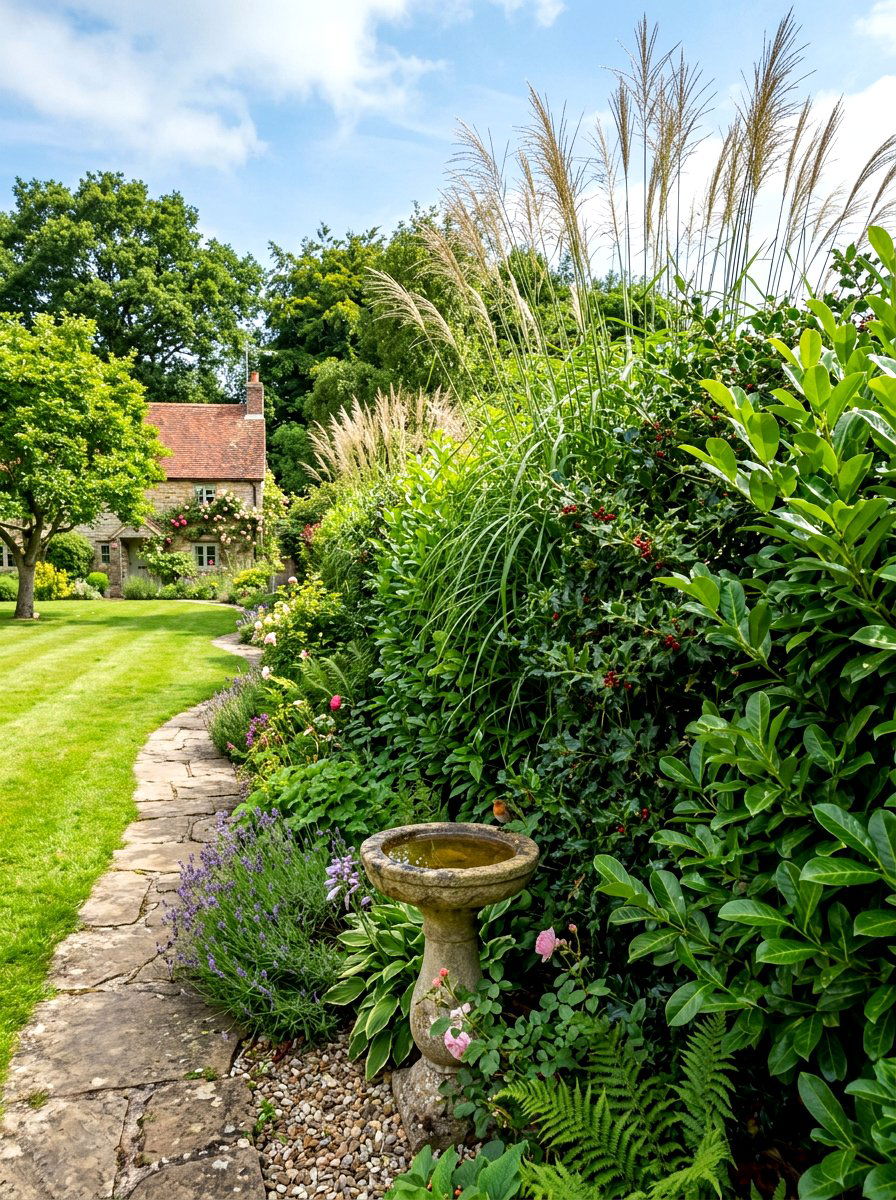 Layered Shrubbery Fence - 30 privacy fence ideas