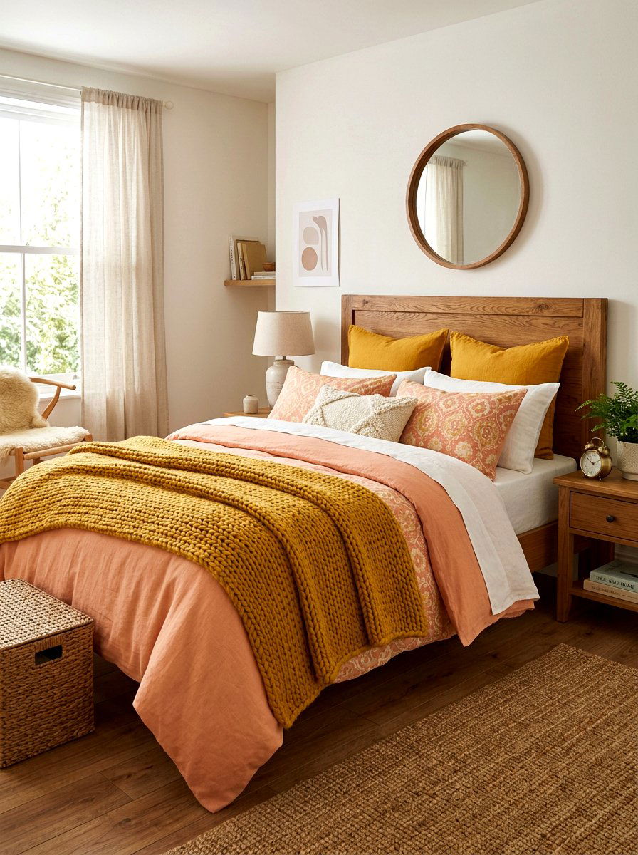 Layered Textile Bed - 30 sunrise inspired bedroom ideas