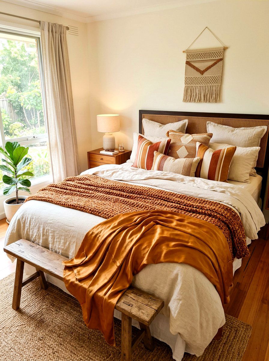 Layered Textile Bedding - 30 Moroccan bedroom ideas