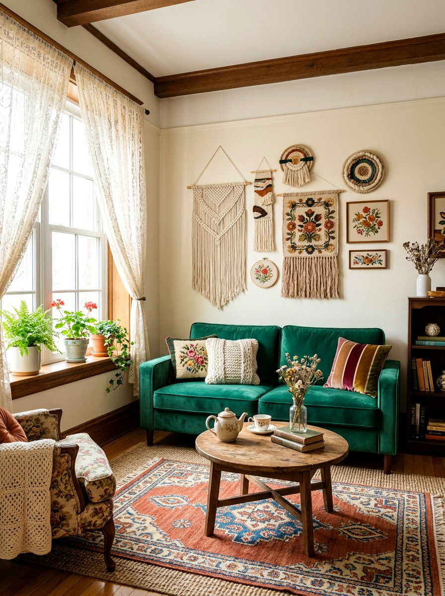 Layered Texture Living Room - 30 grandma core living room ideas
