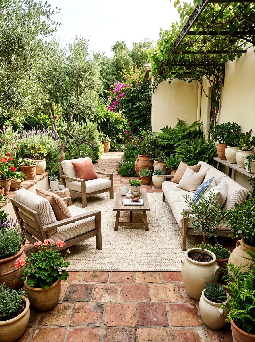 Layered Texture Patio - 30 terracotta and cream patio ideas