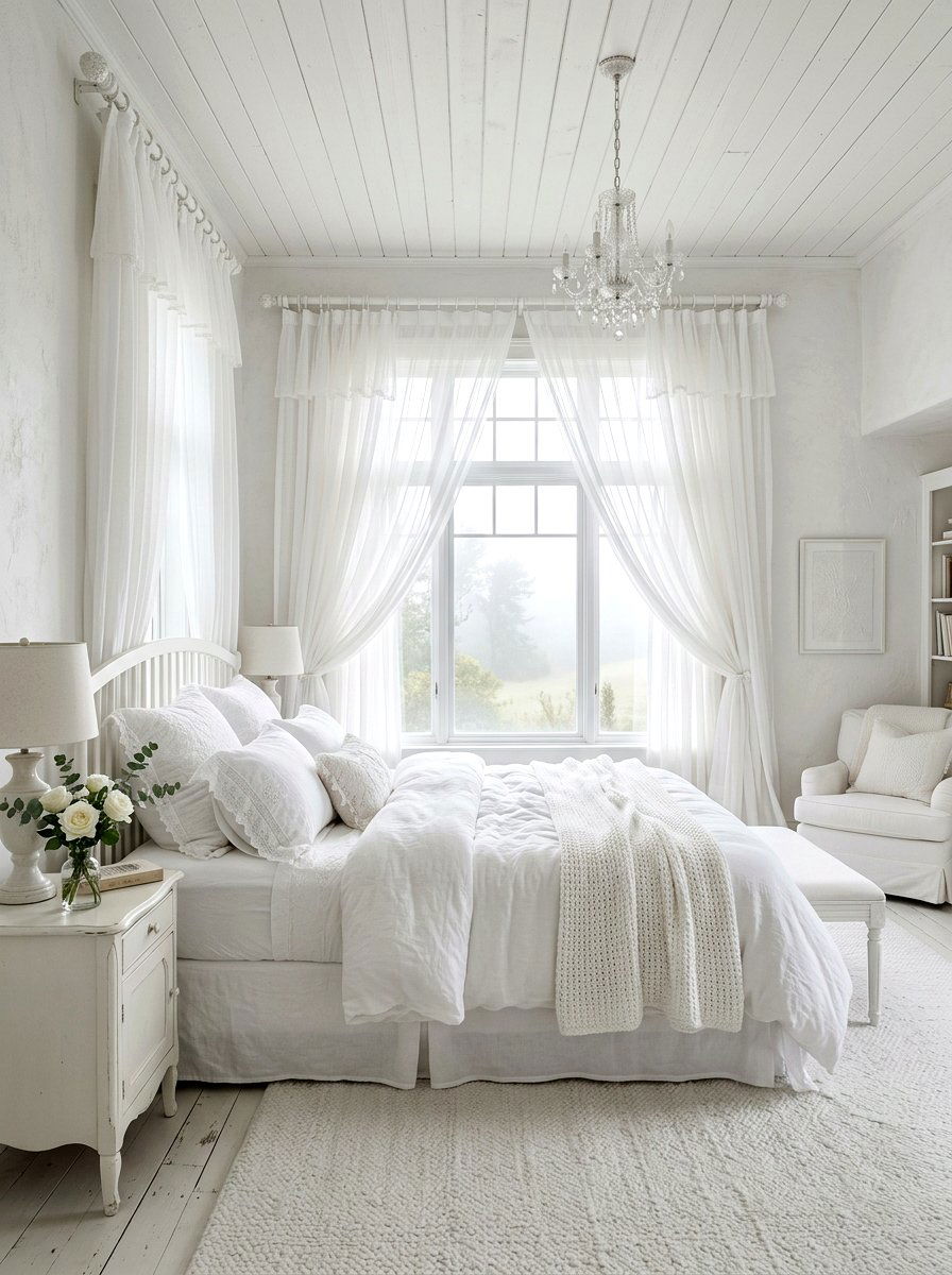 Layered Tulle Curtains - 30 cloud inspired bedroom ideas