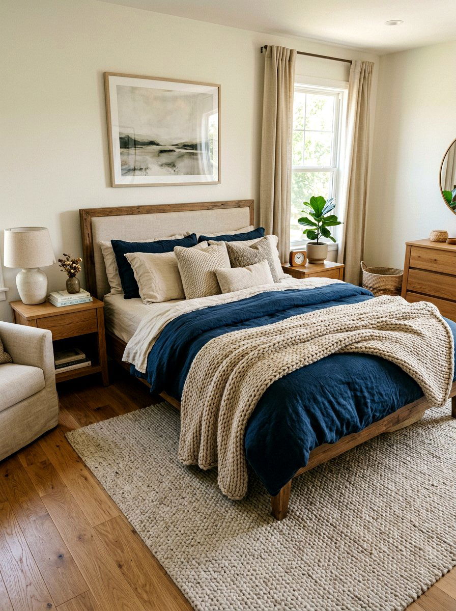 Layered bedding set for comfort - 30 no paint decor ideas