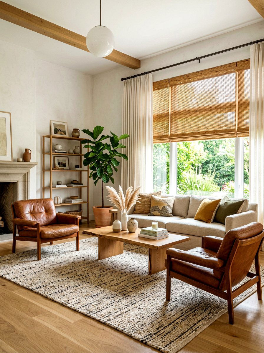Layered curtains and shades - 30 living room curtain ideas
