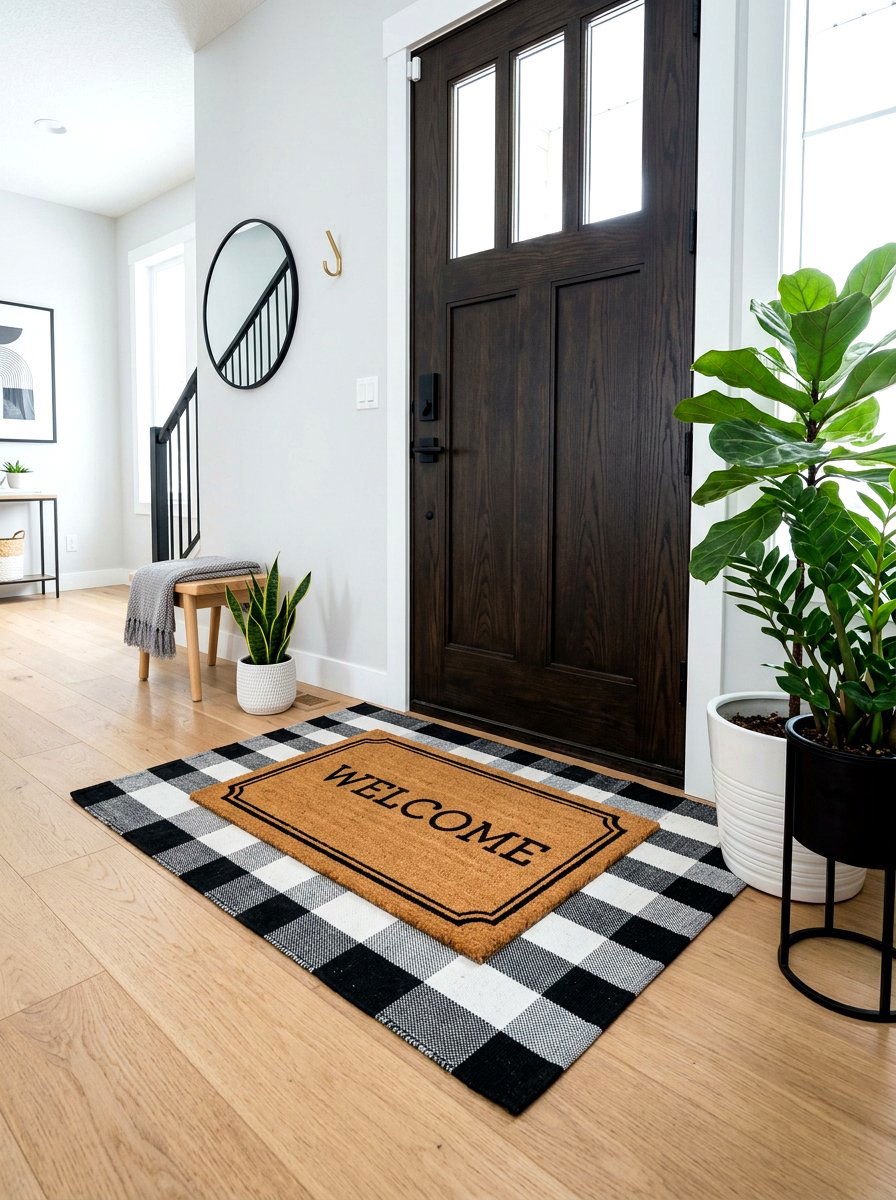Layered door mat - 30 stoop decor ideas