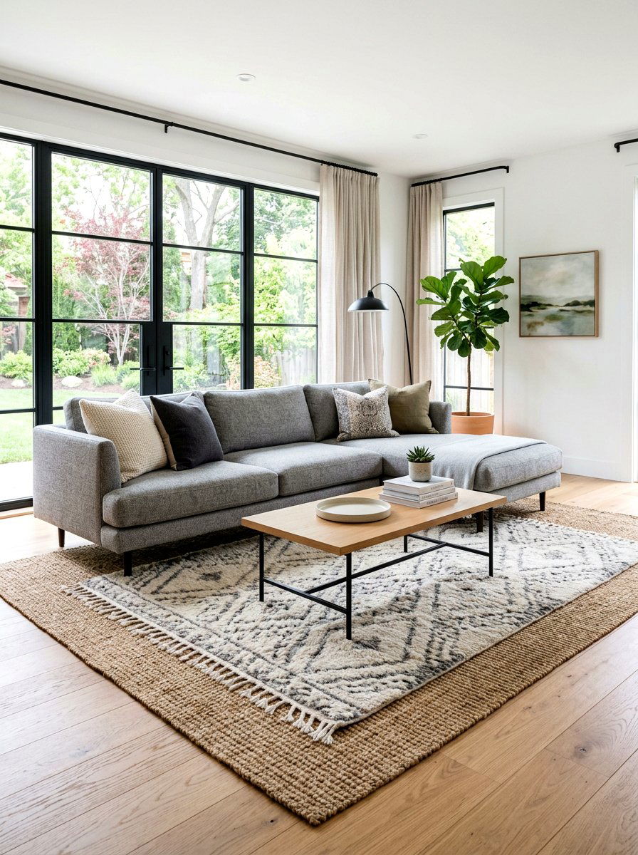 Layered living room rugs - 30 fall reset home ideas