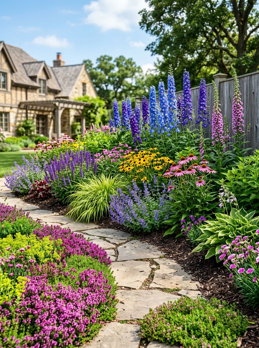 Layered perennial garden - 30 perennial flower bed ideas