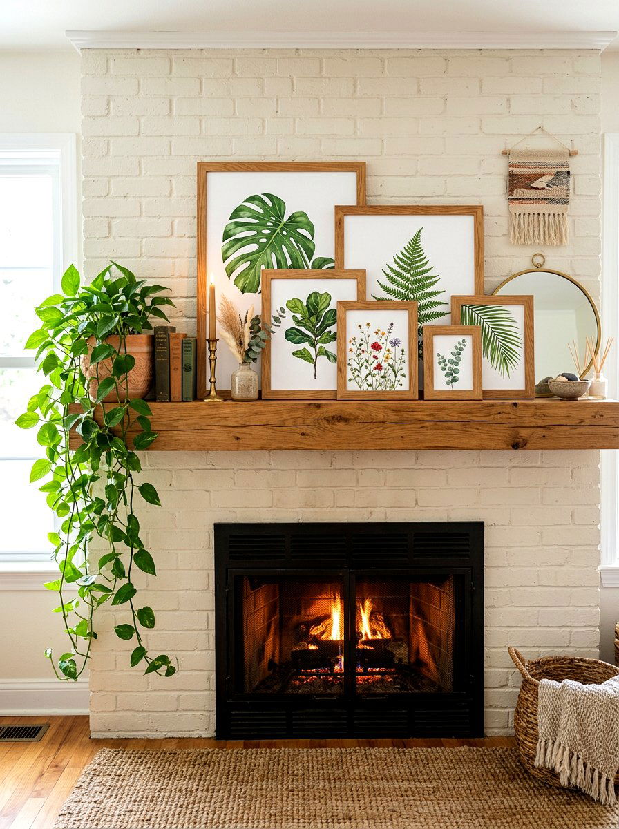 Layered picture frames - 30 mantel decor ideas