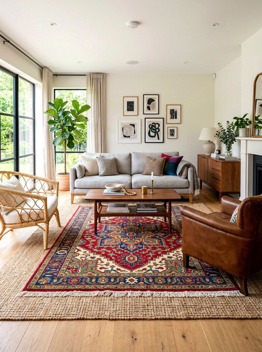 Layered rug living room - 30 intentional living room ideas