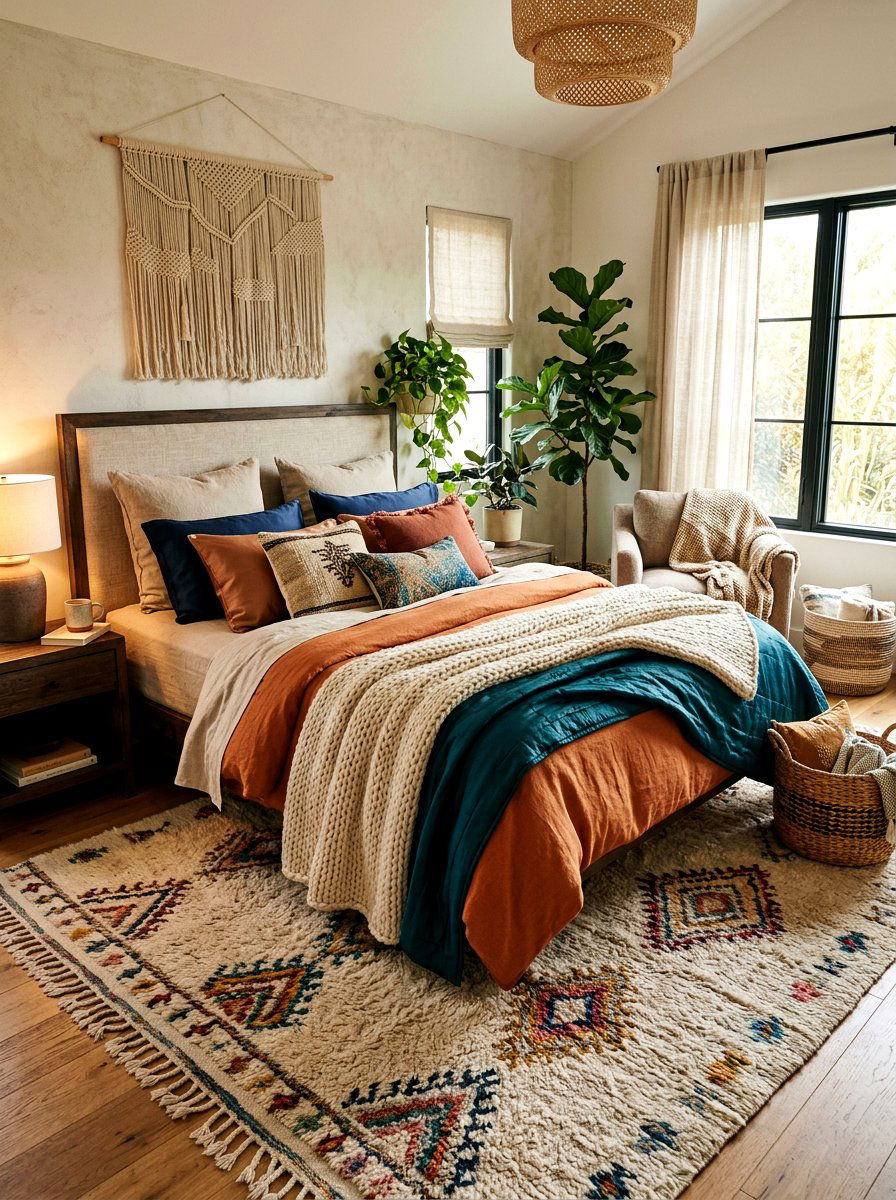 Layered textile bedroom - 30 Paris apartment bedroom ideas