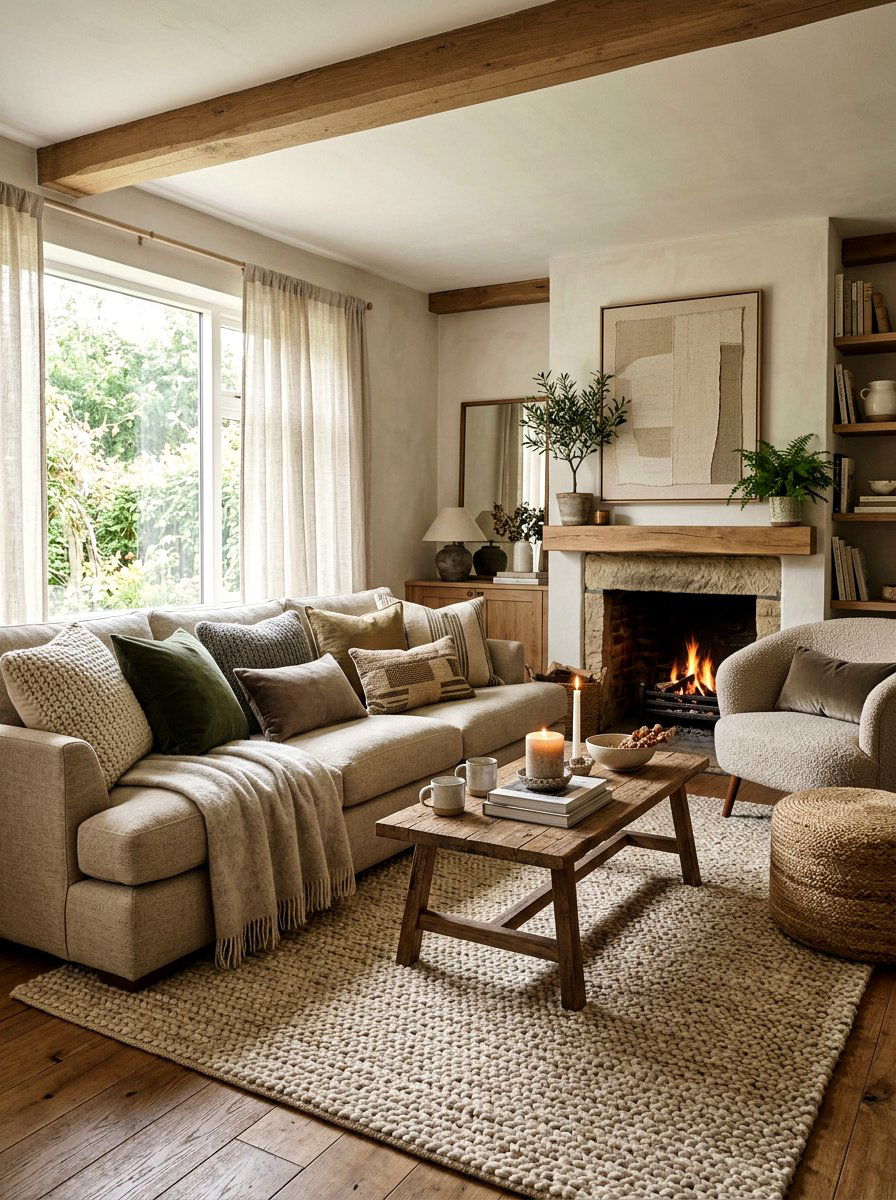 Layered textile living room - 30 warm Mediterranean lounge ideas