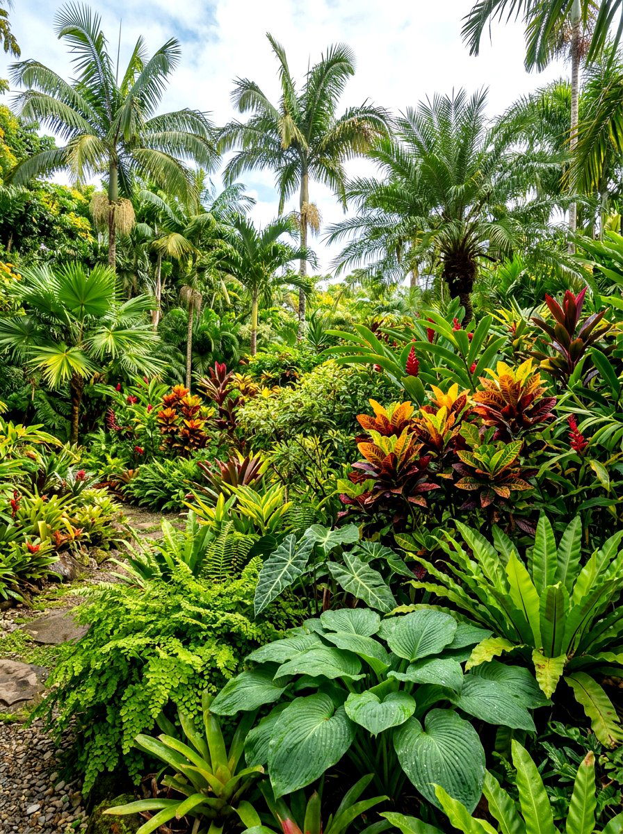 Layered tropical foliage - 30 tropical landscaping ideas