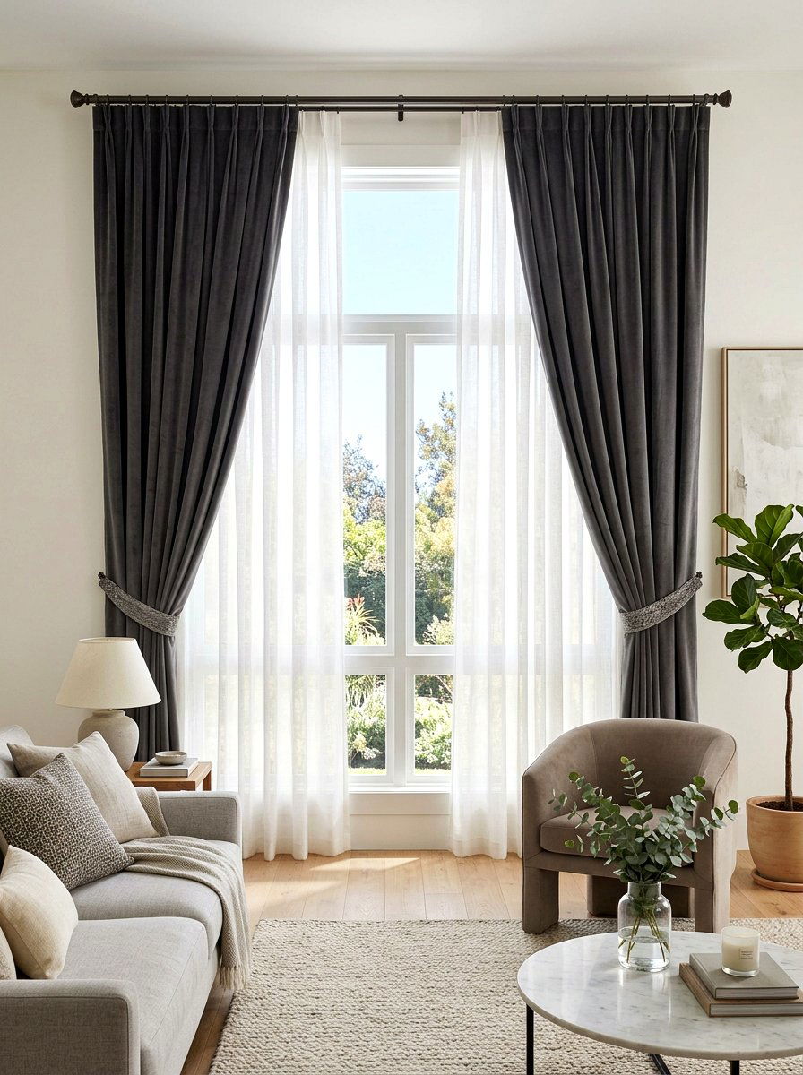 Layered window curtain - 30 viral apartment decor ideas