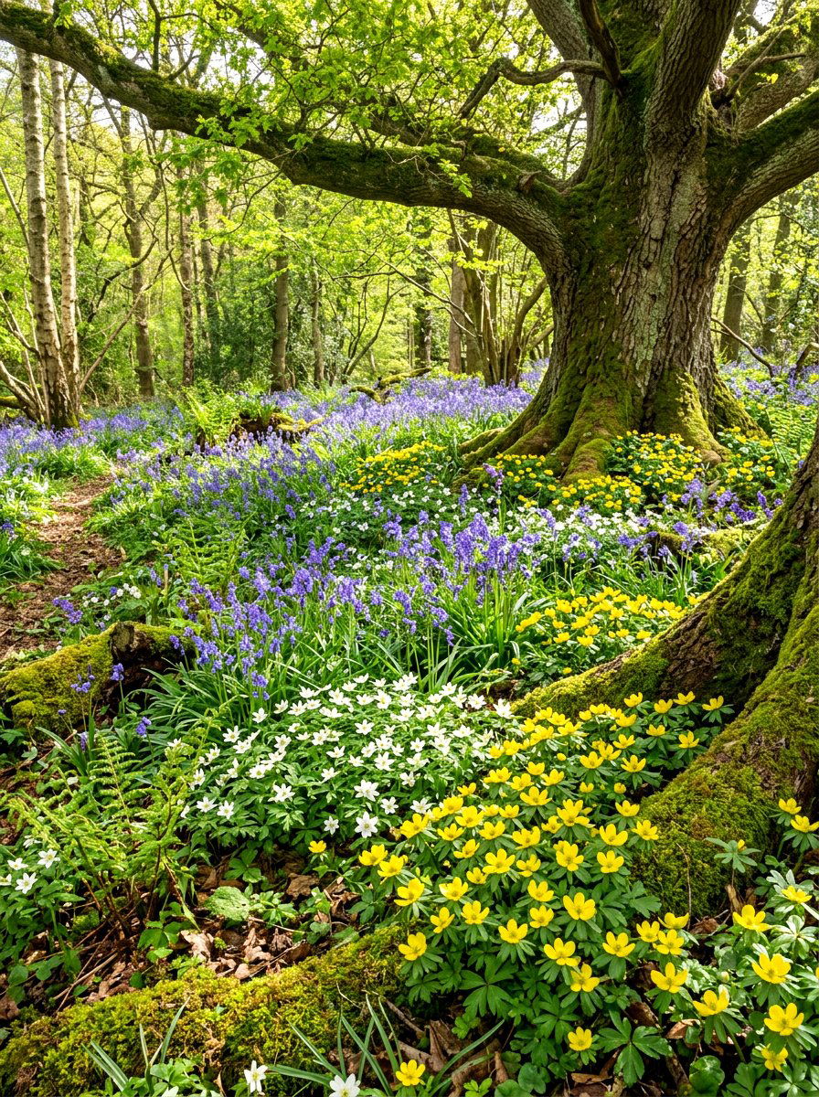 Layered woodland bulb garden - 30 bulb layer planting ideas