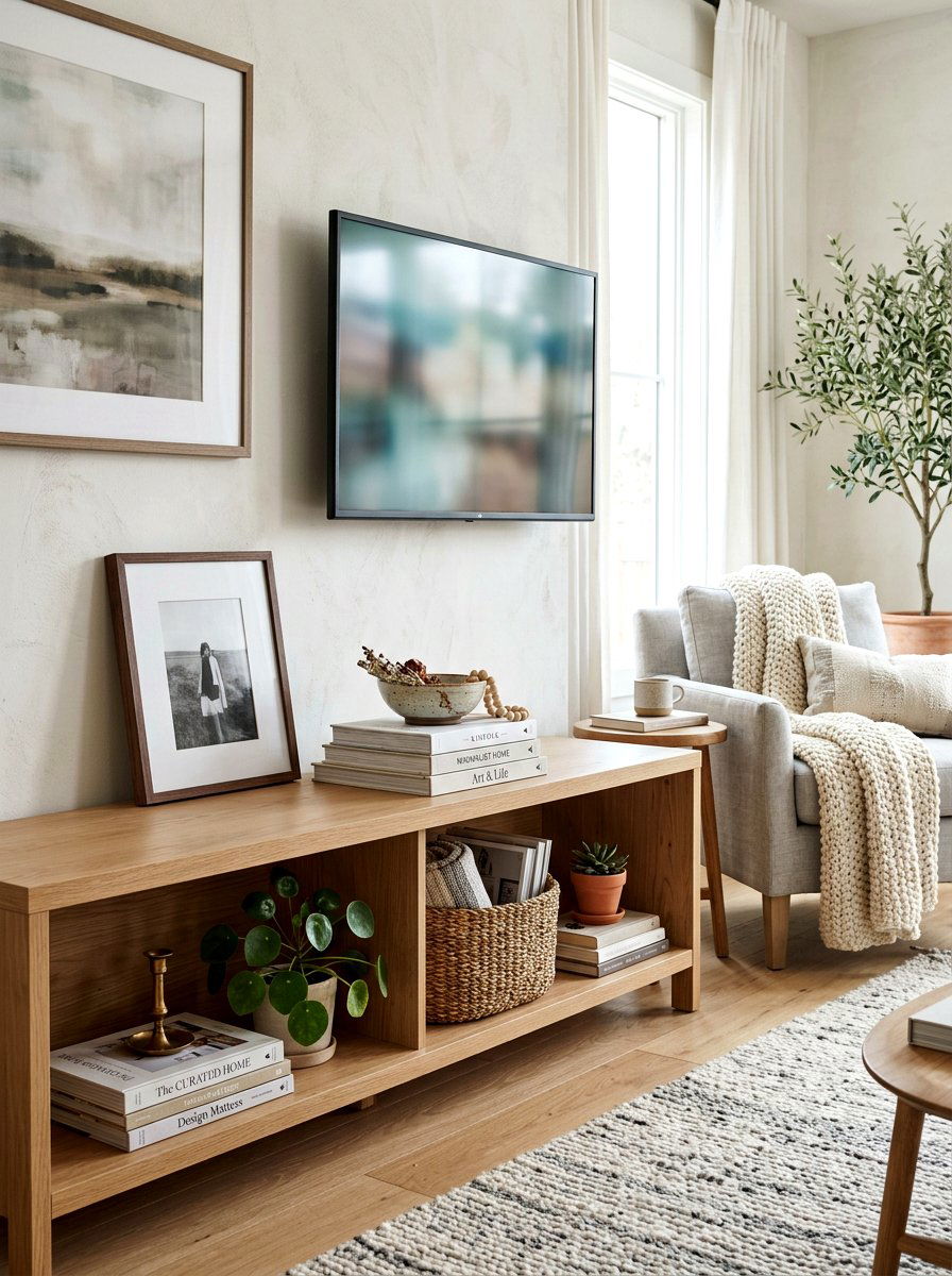 Layering Decor On Media Console - 30 media console styling ideas