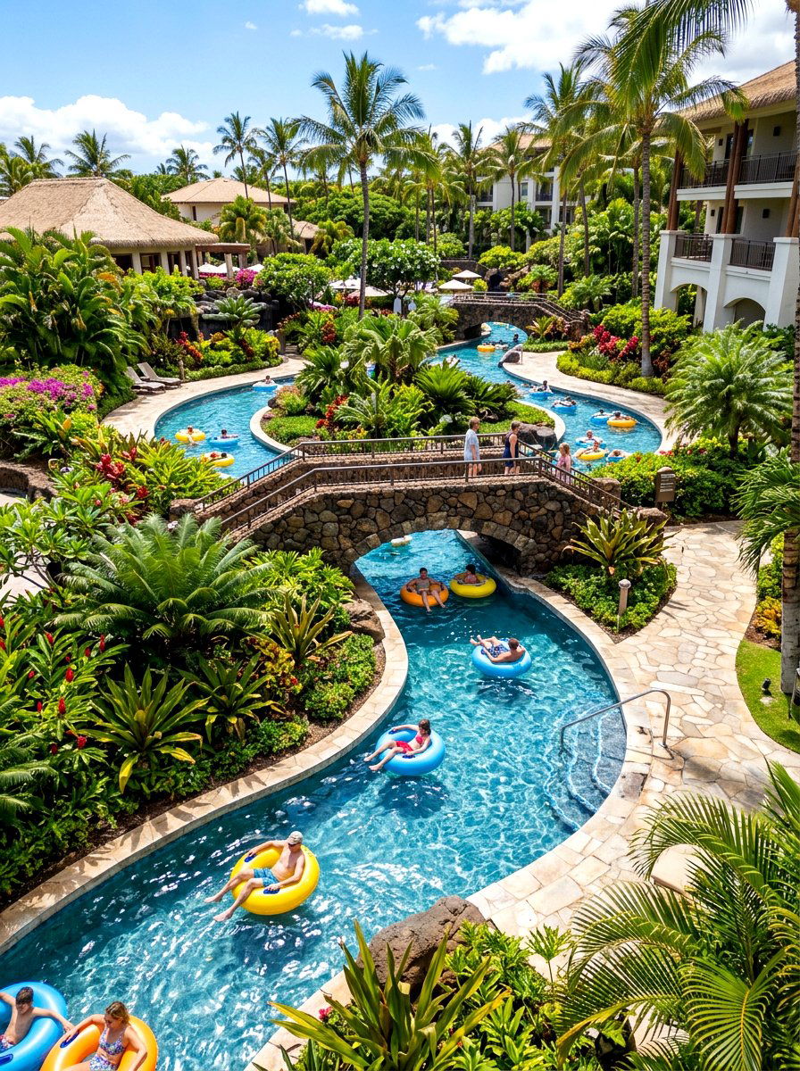 Lazy River Feature - 30 resort backyard pool ideas