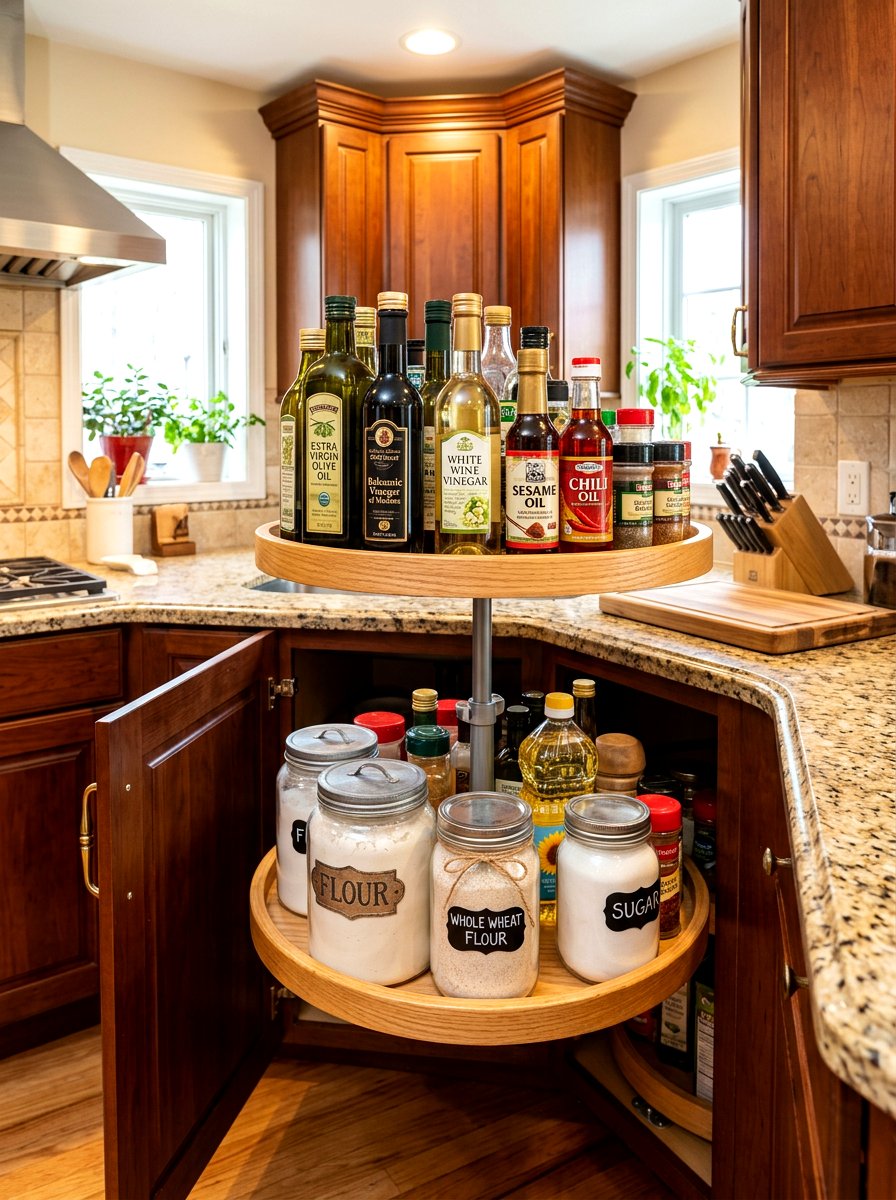 Lazy Susan Cabinet - 30 kitchen storage ideas
