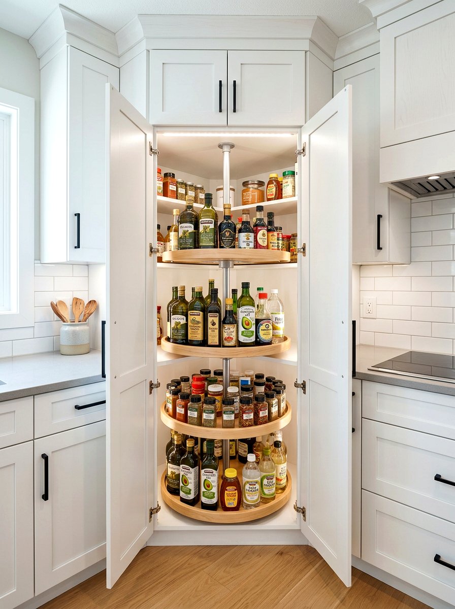 Lazy Susan Cabinet - 30 kitchen organization ideas