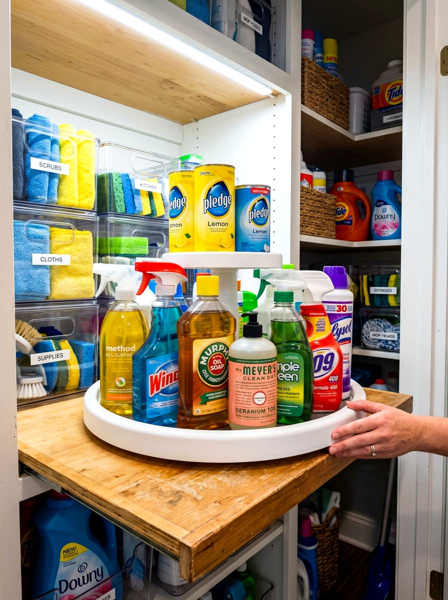 Lazy Susan Cleaning Turntable - 30 cleaning closet organization ideas
