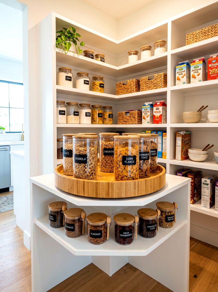Lazy Susan cereal station pantry - 30 cereal station pantry ideas