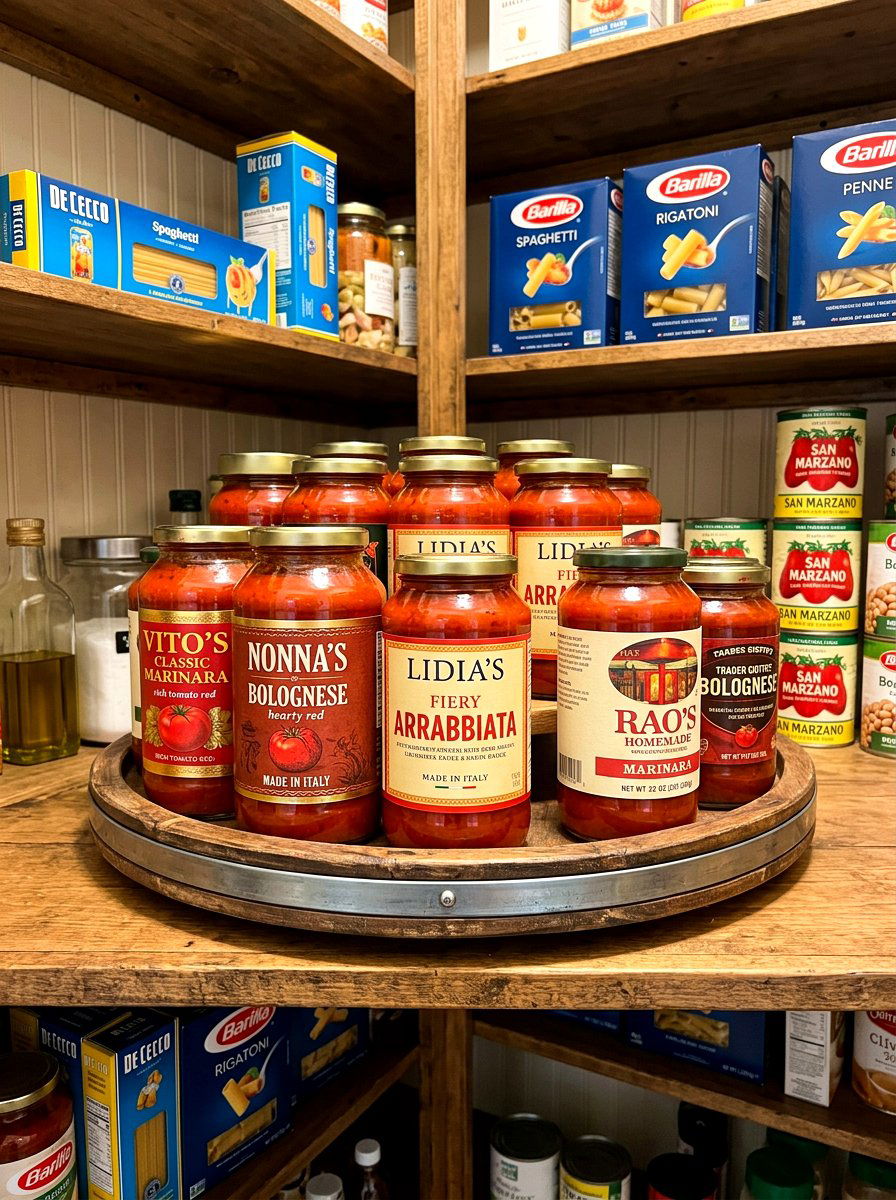 Lazy Susan for pasta sauces - 30 lazy Susan pantry ideas