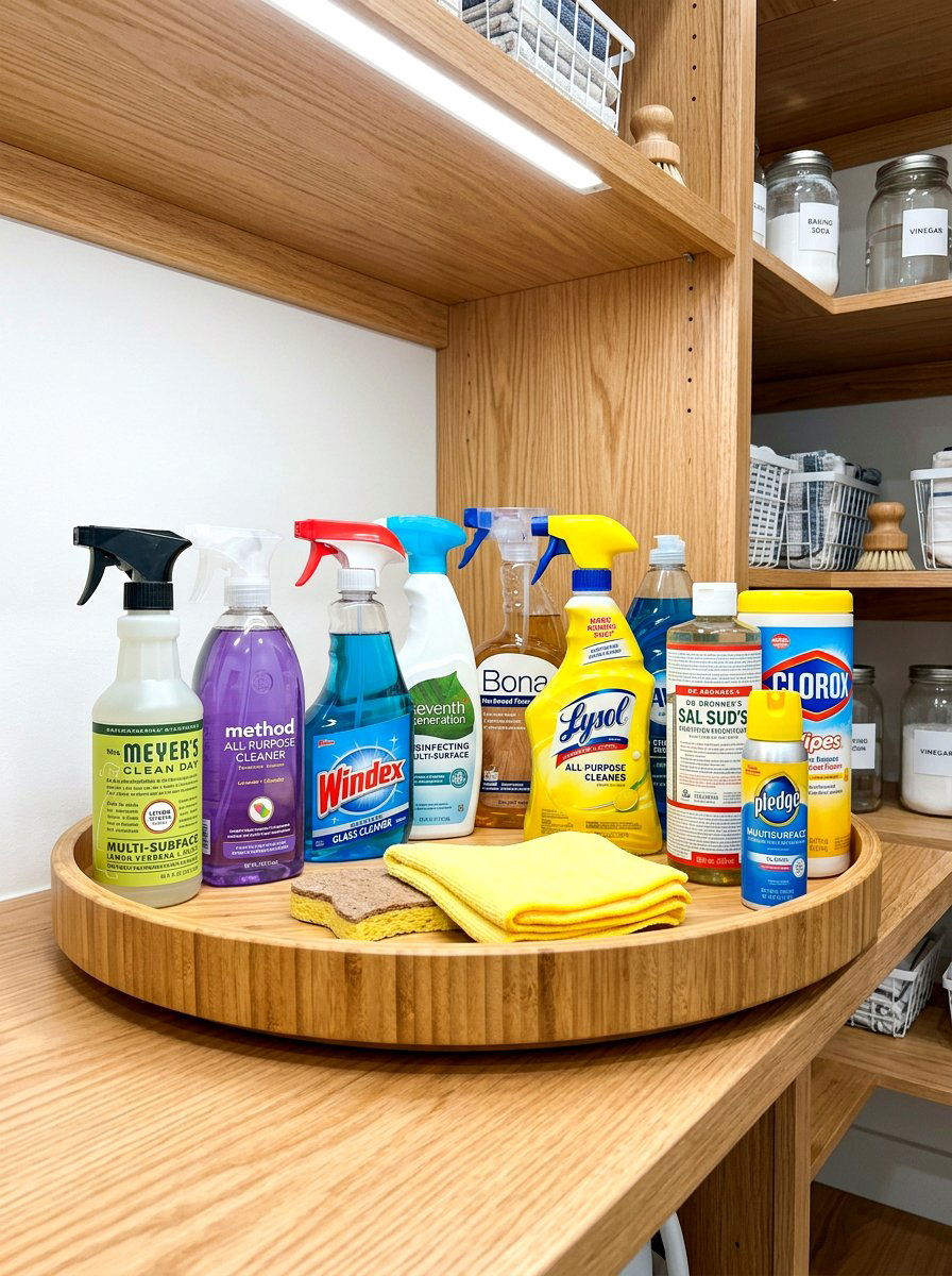 Lazy susan for cleaning supplies - 30 cleaning supply storage ideas