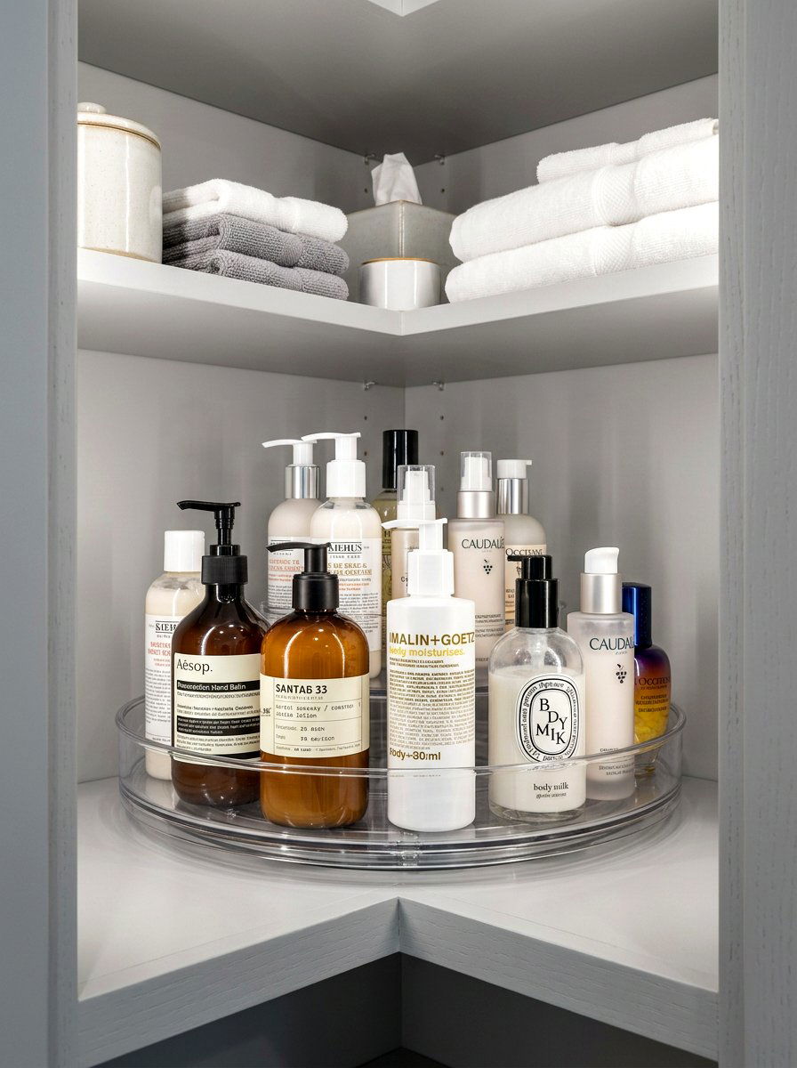 Lazy susan turntable - 30 under sink bathroom storage ideas